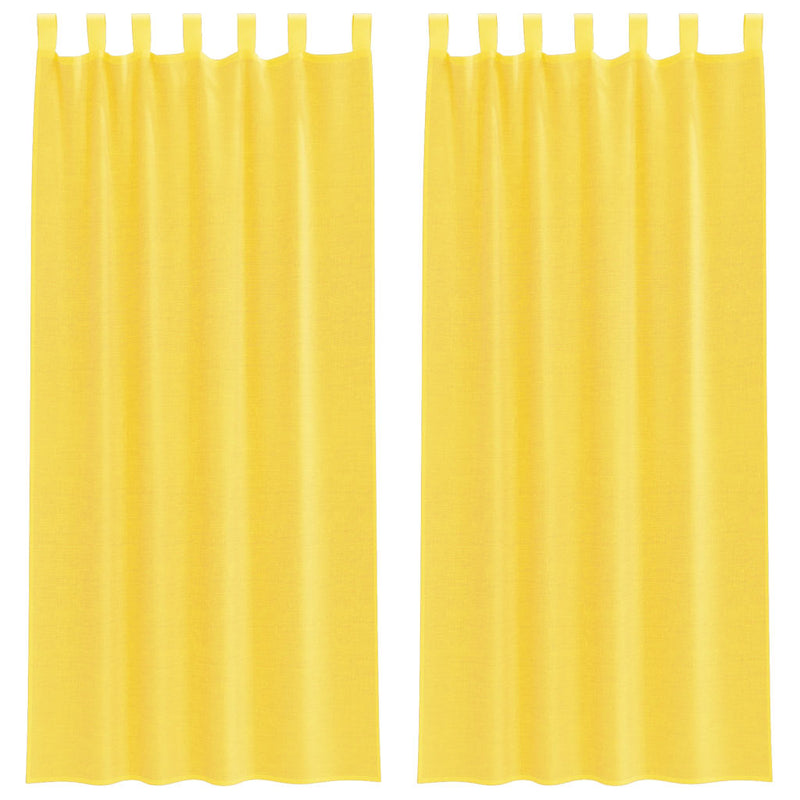 Perdele Voile cu buzunare pentru bare 2 buc Galben