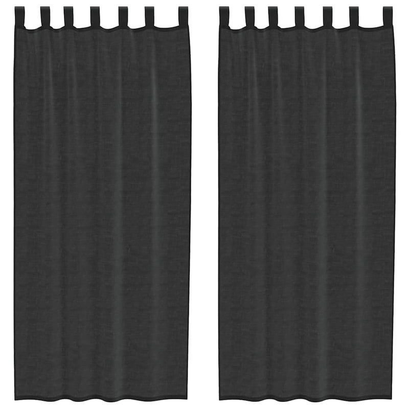 Perdele din voile cu tablă 2 buc Negru