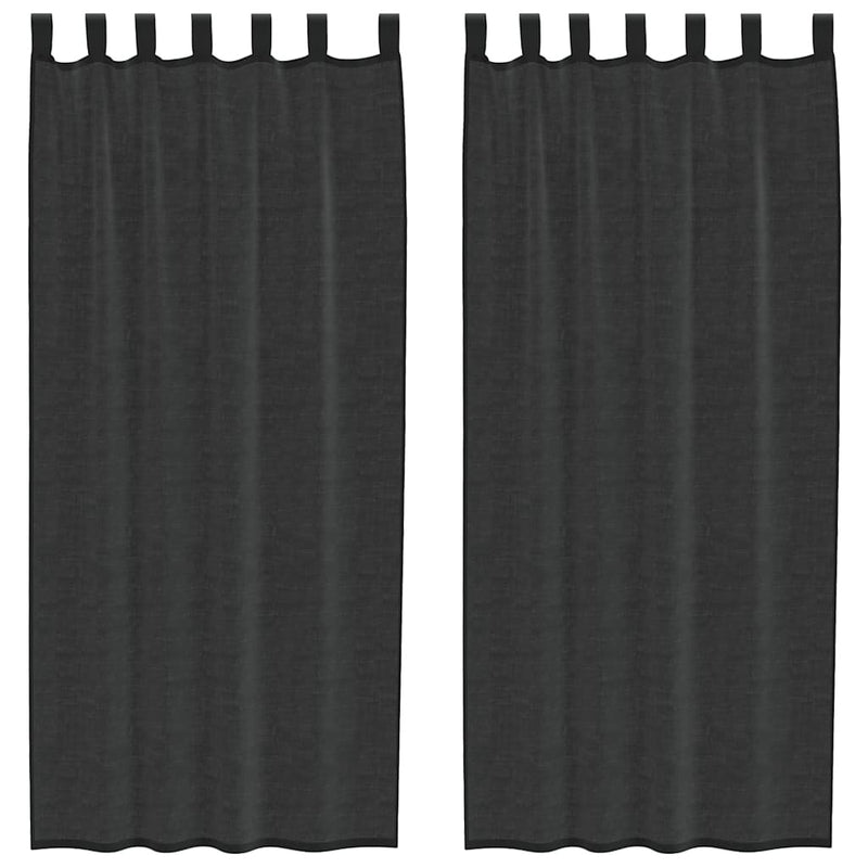 Perdele din voile cu tablă 2 buc Negru