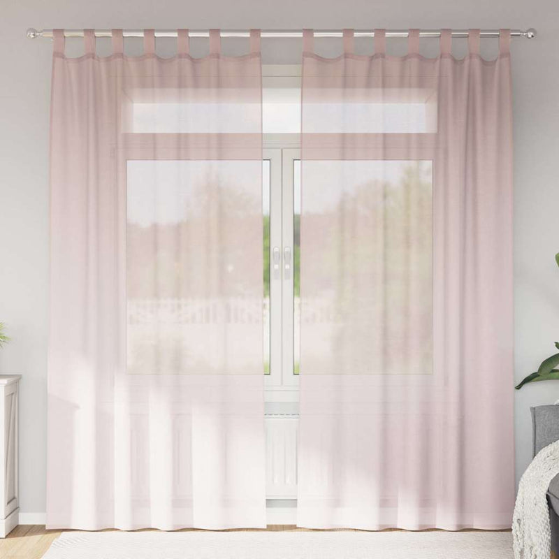 Perdele voal cu bucle 2 buc Roz deschis 140x245 cm