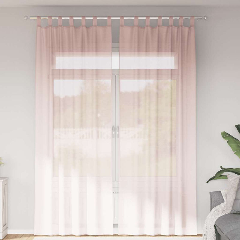 Perdele voal cu bucle 2 buc Roz deschis 140x260 cm
