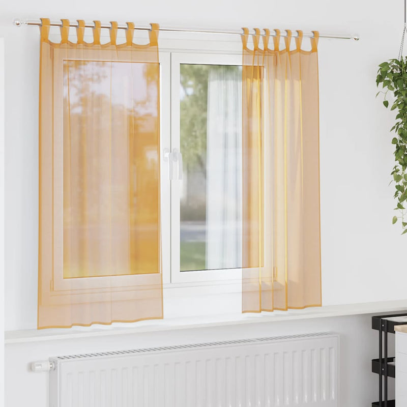 Perdele Voile cu Bucle 2 buc Portocaliu 140x140 cm