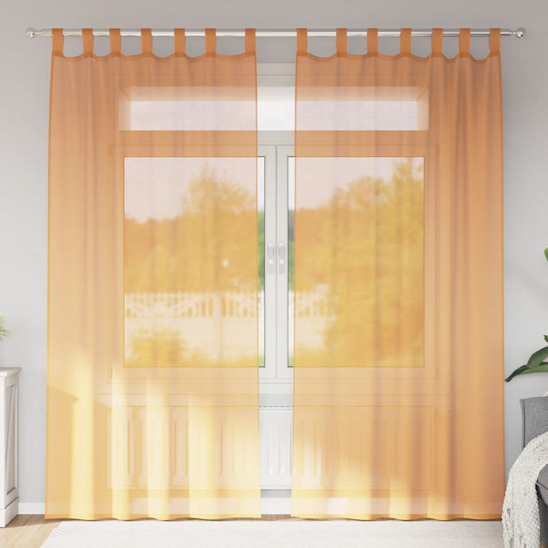 Perdele Voile cu Bucle 2 buc Portocaliu 140x225 cm