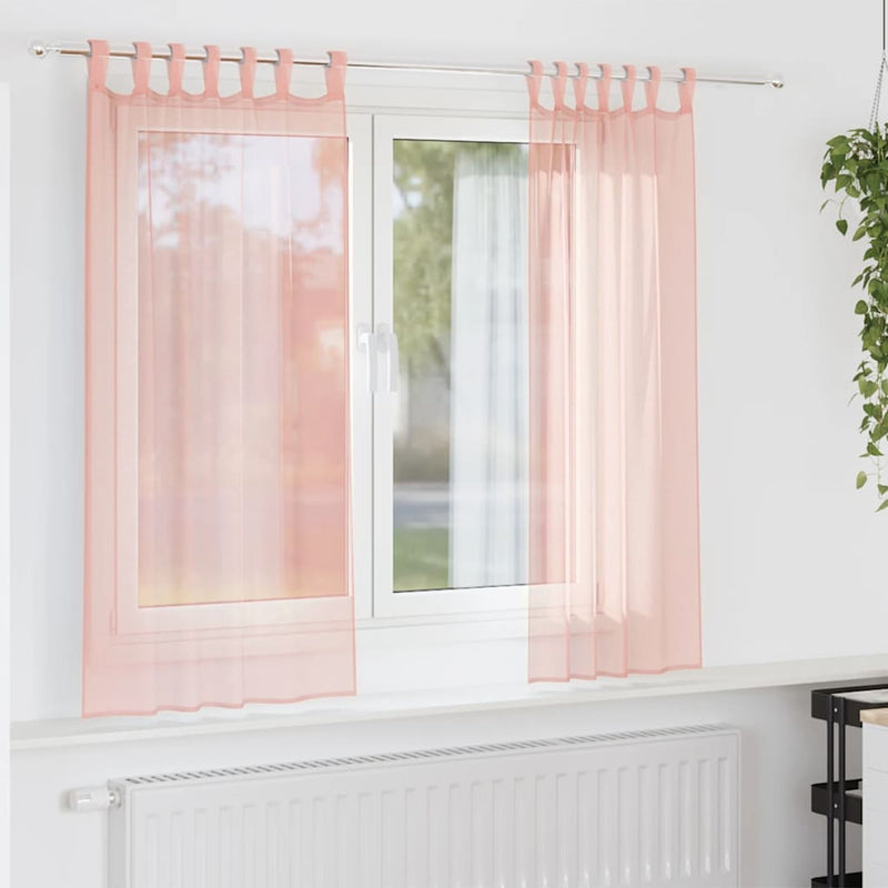 Perdele Voile cu Bucle 2 buc Roz 140x140 cm