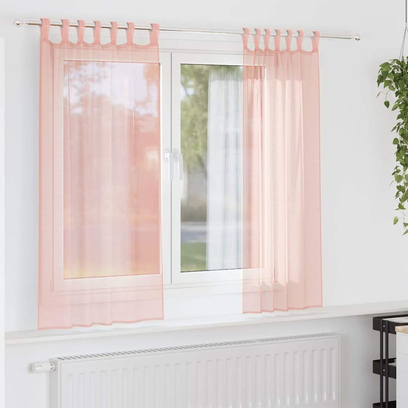 Perdele Voile cu Bucle 2 buc Roz 140x175 cm