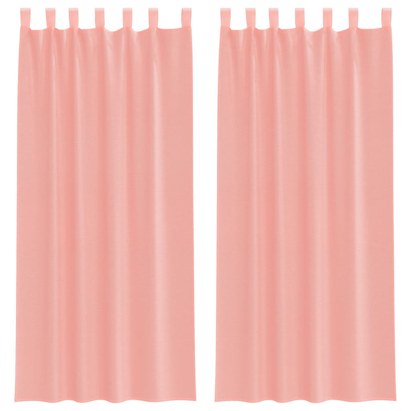 Perdele Voile cu Bucle 2 buc Roz 140x225 cm