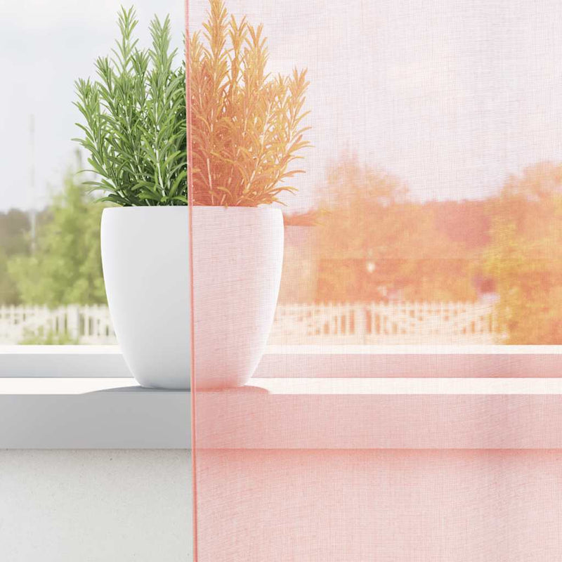 Perdele Voile cu Bucle 2 buc Roz 140x225 cm