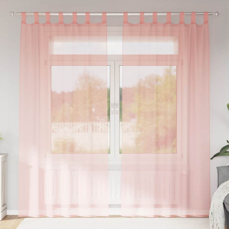 Perdele Voile cu Bucle 2 buc Roz 140x225 cm