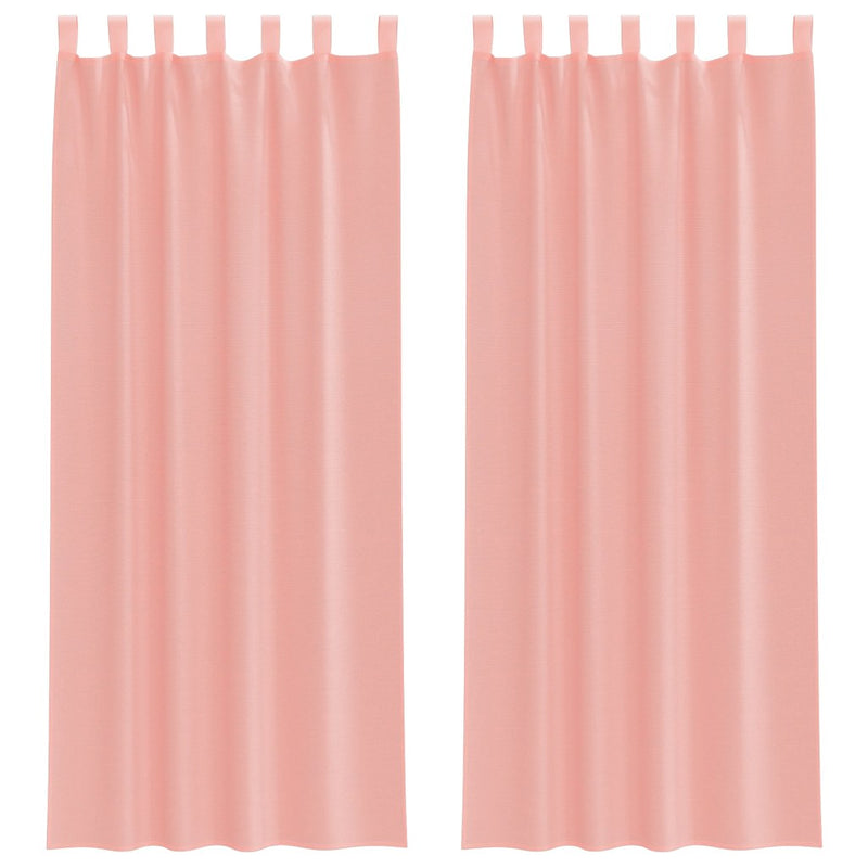Perdele Voile cu Bucle 2 buc Roz 140x260 cm