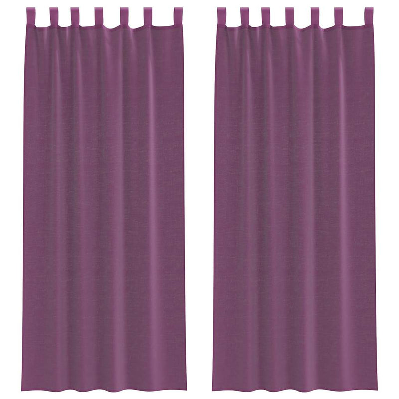 Perdele Voile cu Bucle 2 buc Violet 140x260 cm