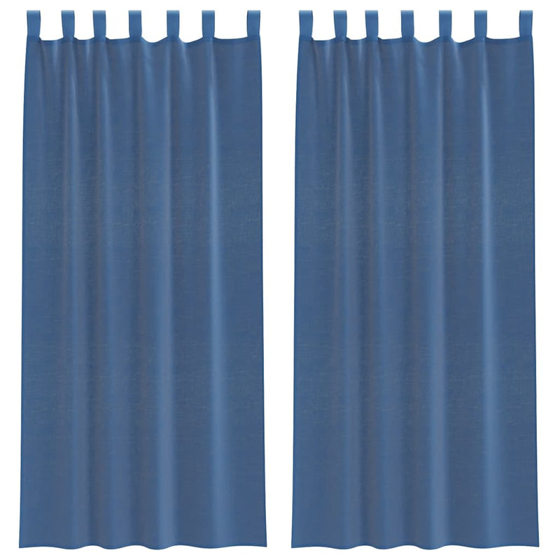 Perdele Voile cu Bucle 2 buc Albastru Regal 140x245 cm