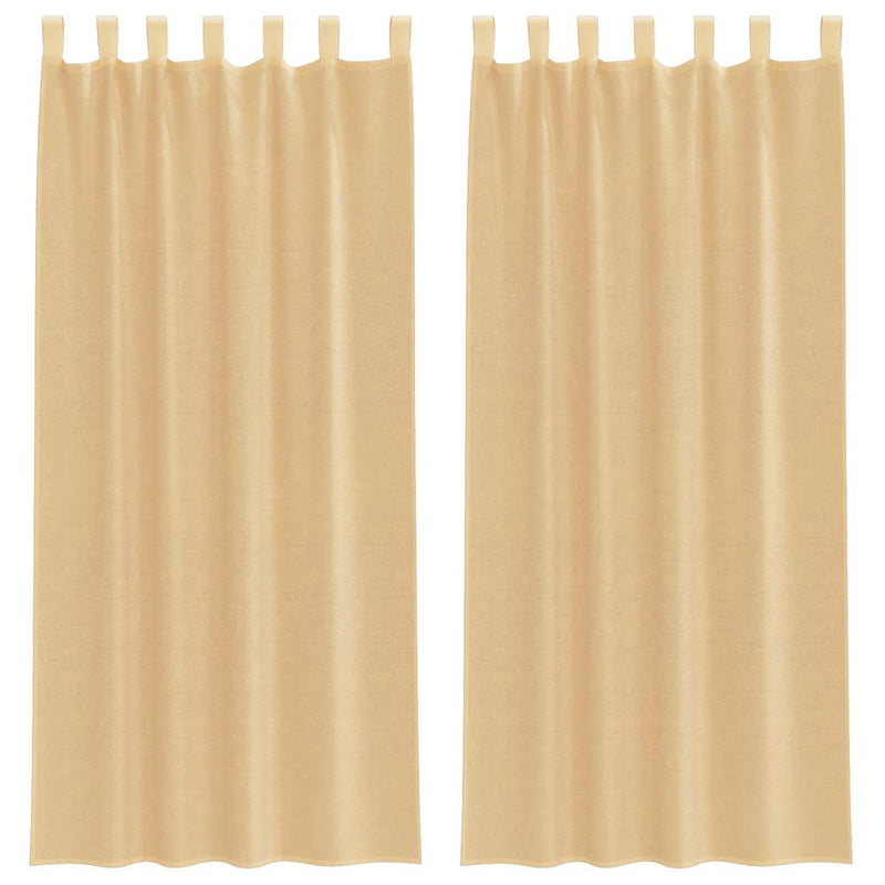 Perdele Voile cu Bucle 2 buc Nisip 140x245 cm