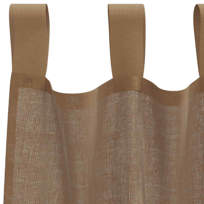 Perdele voal cu bucle 2 buc, maro deschis, 140x175 cm