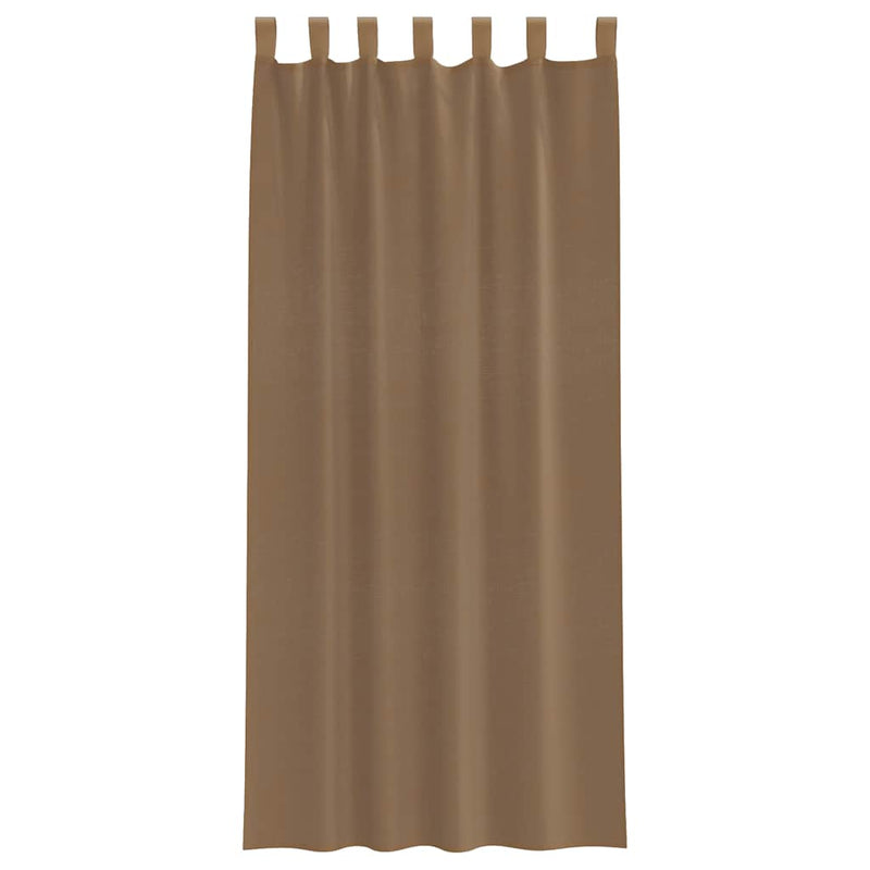 Perdele voal cu bucle 2 buc, maro deschis, 140x225 cm