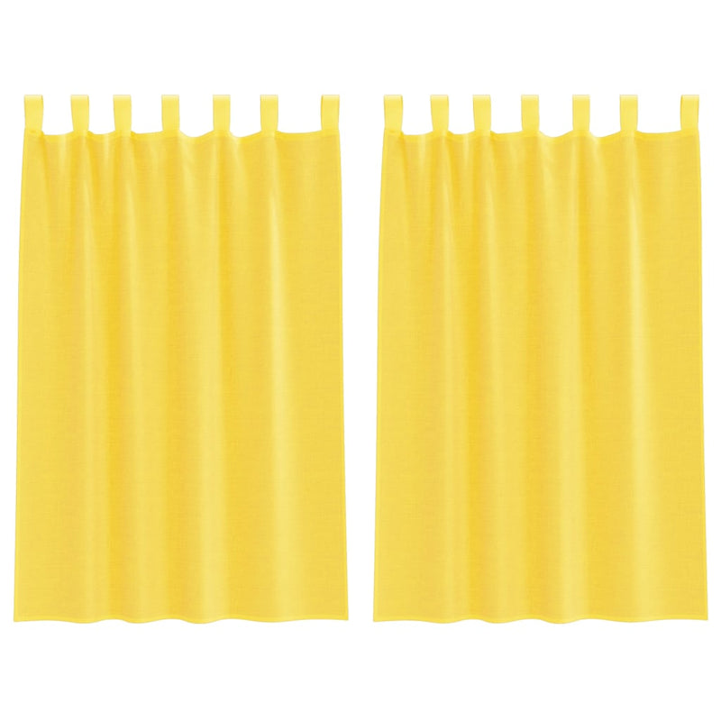 Perdele Voile cu Bucle 2 buc Galben 140x175 cm