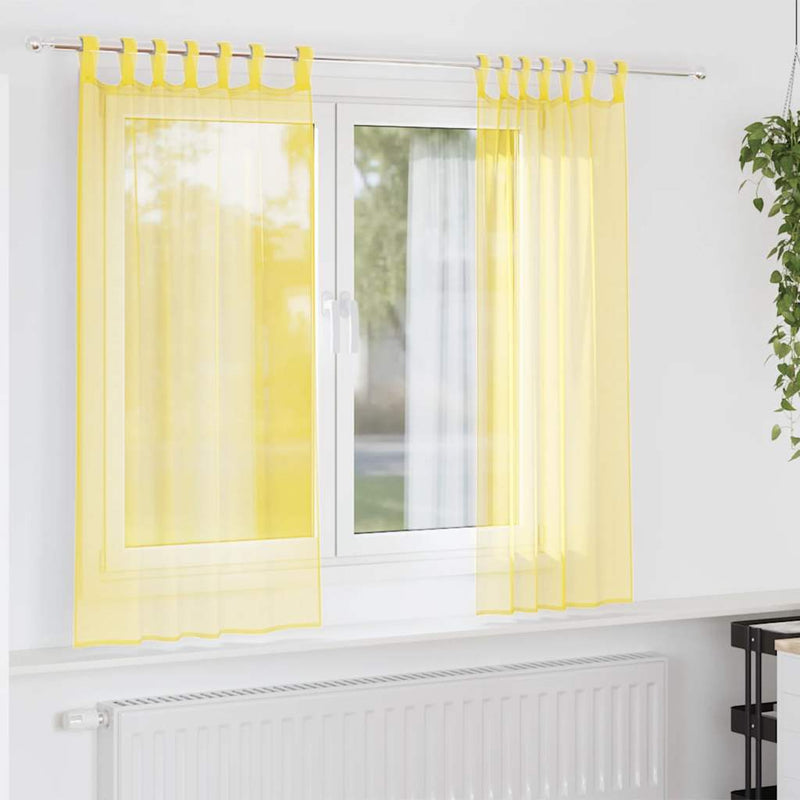 Perdele Voile cu Bucle 2 buc Galben 140x175 cm