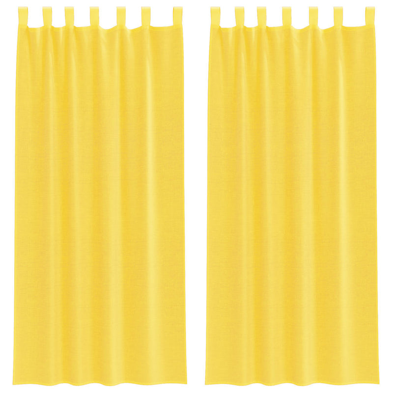 Perdele voal cu bucle 2 buc, galben, 140x225 cm