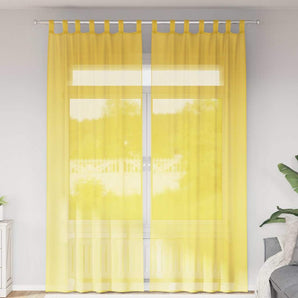 Perdele Voile cu Bucle 2 buc Galben 140x260 cm