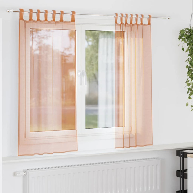 Perdele Voile cu Bucle 2 buc Terracota 140x140 cm