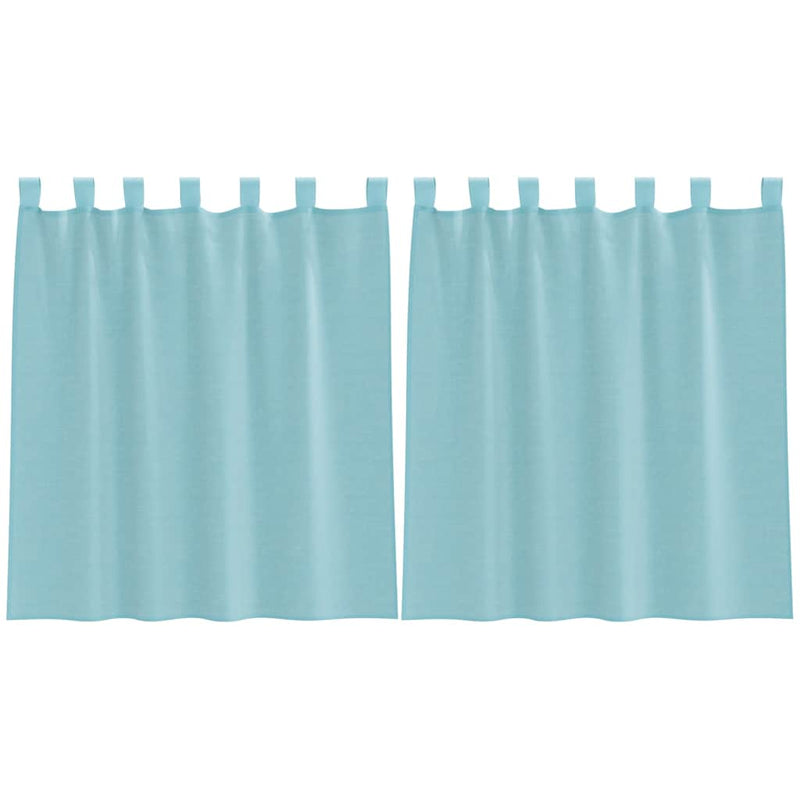 Perdele Voile cu Bucle 2 buc Turcoaz 140x140 cm