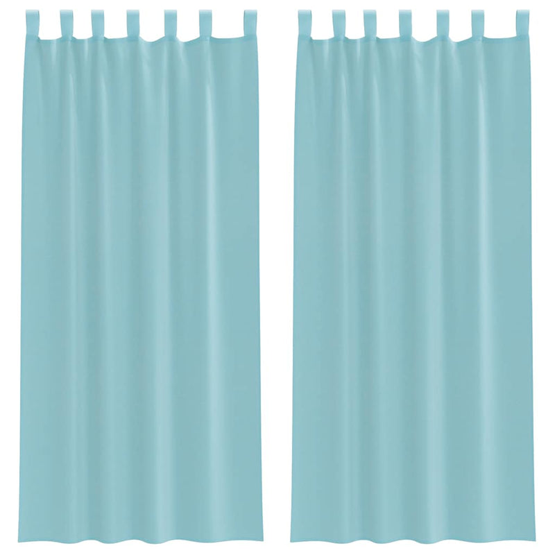 Perdele Voile cu Bucle 2 buc Turcoaz 140x225 cm