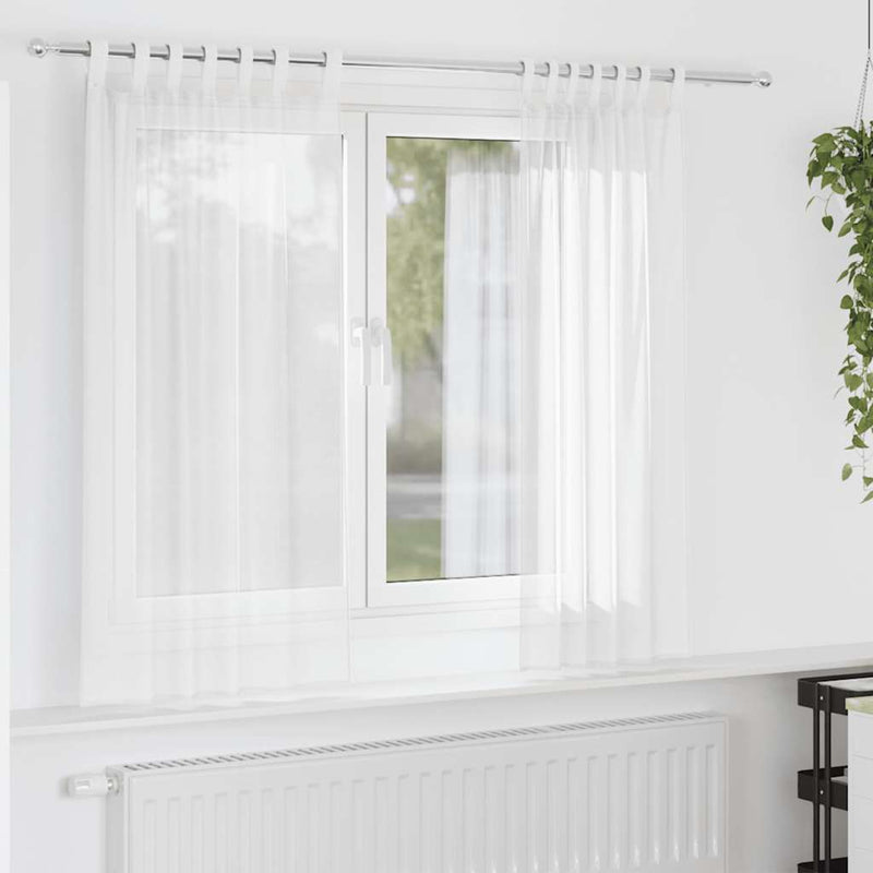 Perdele Voile cu Bucle 2 buc Alb 140x175 cm