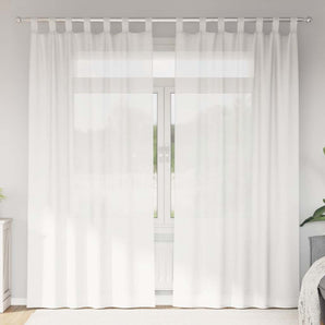 Perdele Voile cu Bucle 2 buc Alb 140x225 cm