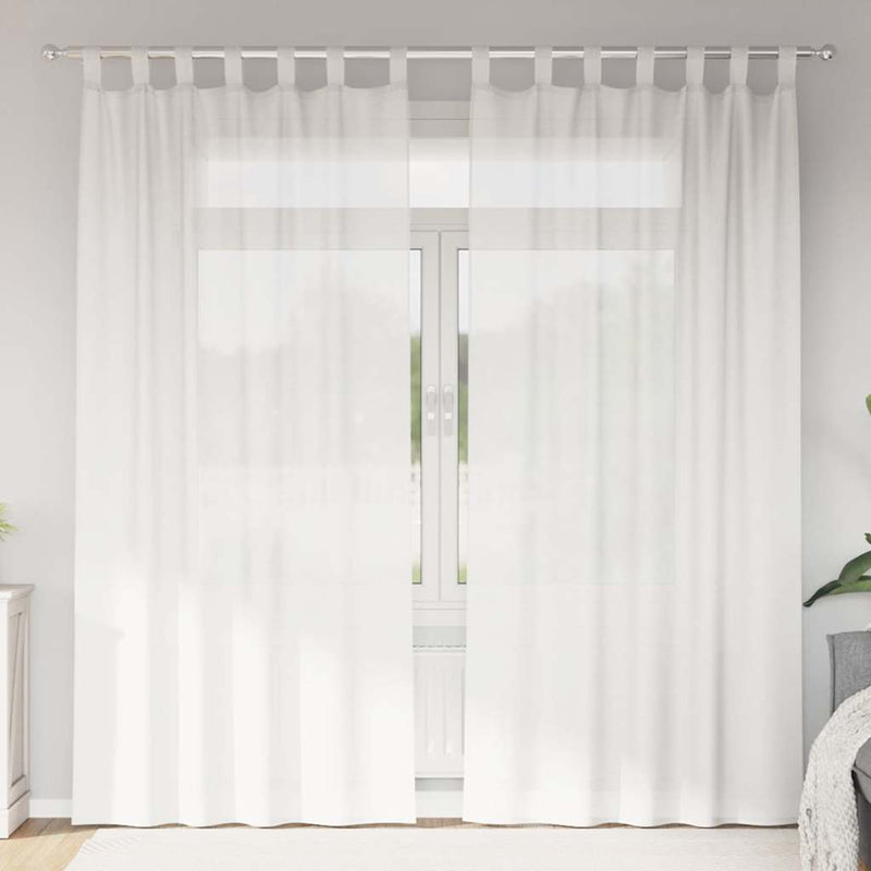 Perdele Voile cu Bucle 2 buc Alb 140x225 cm
