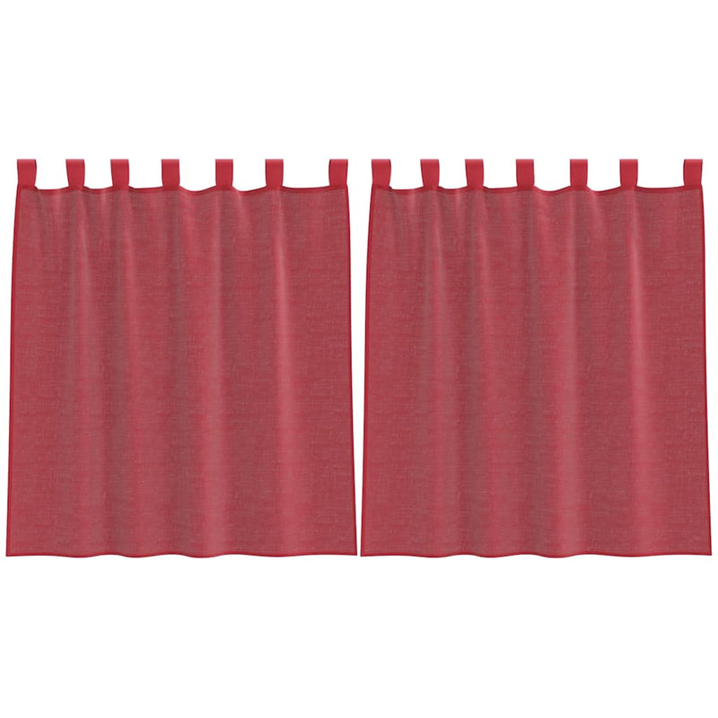 Perdele voal cu bucle 2 buc, roșu vin, 140x140 cm