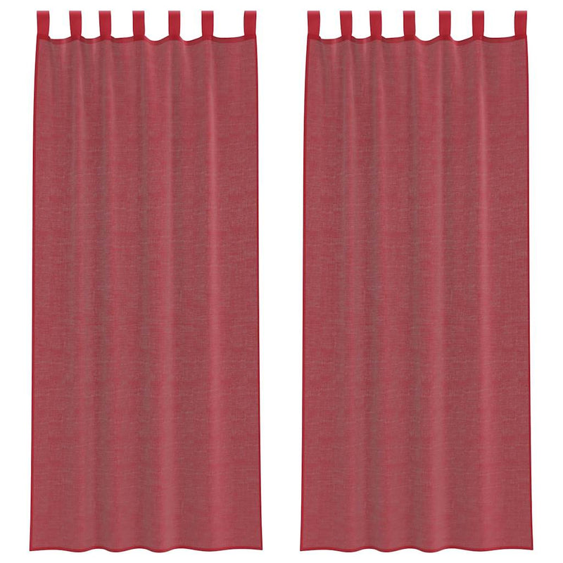 Perdele Voile cu Bucle 2 buc Roșu Vin 140x260 cm