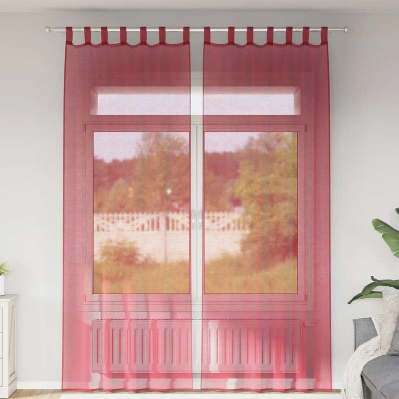 Perdele Voile cu Bucle 2 buc Roșu Vin 140x260 cm
