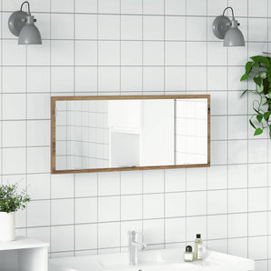 Oglindă baie LED stejar artizanal, 100x8,5x37 cm lemn prelucrat