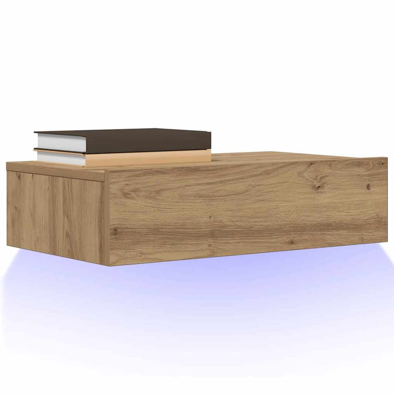 Comodă TV cu lumini LED, stejar artizanal, 60x35x15,5 cm