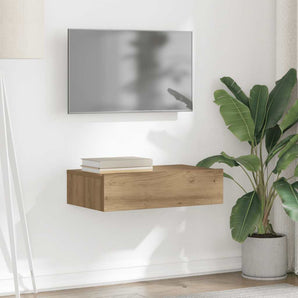 Comodă TV cu lumini LED, stejar artizanal, 60x35x15,5 cm