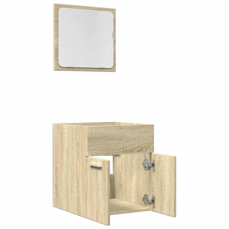 Set mobilier de baie, 2 piese, stejar sonoma, lemn prelucrat