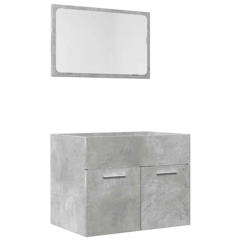 Set mobilier de baie, 2 piese, gri beton, lemn compozit