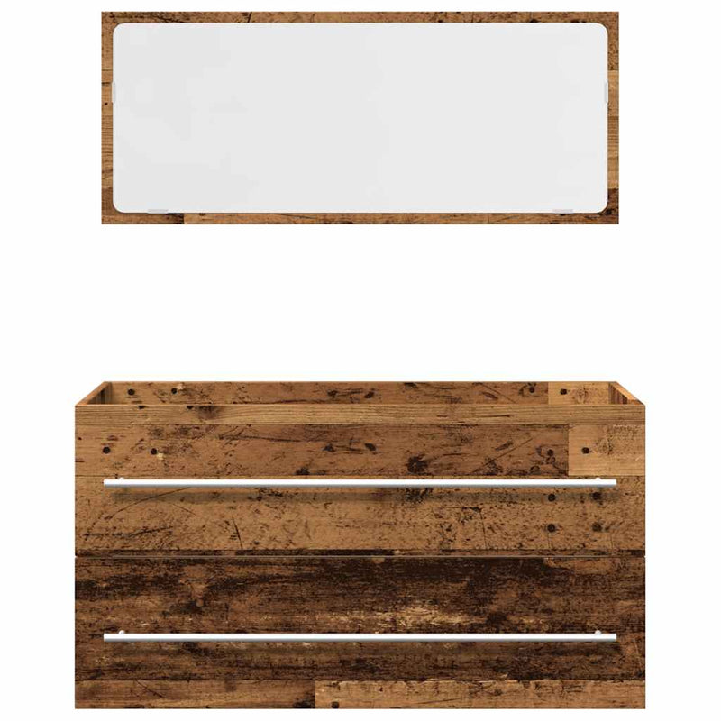 Set mobilier de baie, 2 piese, lemn vechi, lemn prelucrat