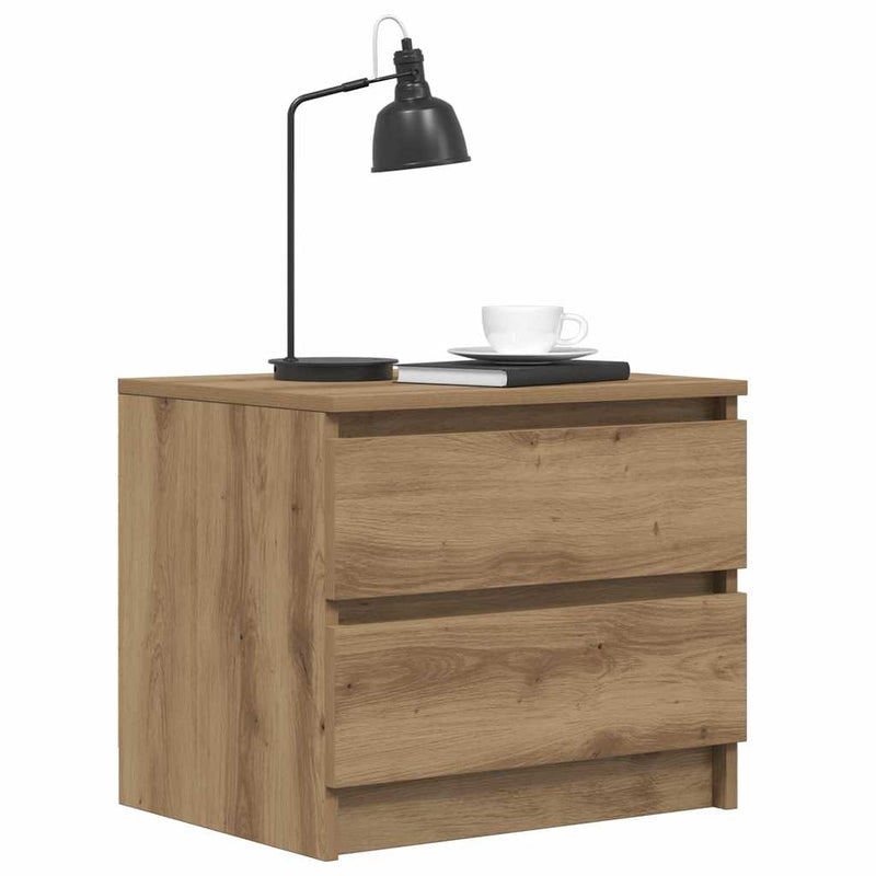 Noptiere 2 buc. stejar artizanal, 50x40x43.5 cm, lemn prelucrat