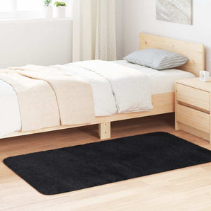 Covor shaggy cu pom înalt, NAVARRA, negru, 80x150 cm, poliester