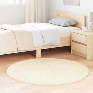 Covor shaggy cu pom înalt, NAVARRA, crem, 120x120 cm, poliester