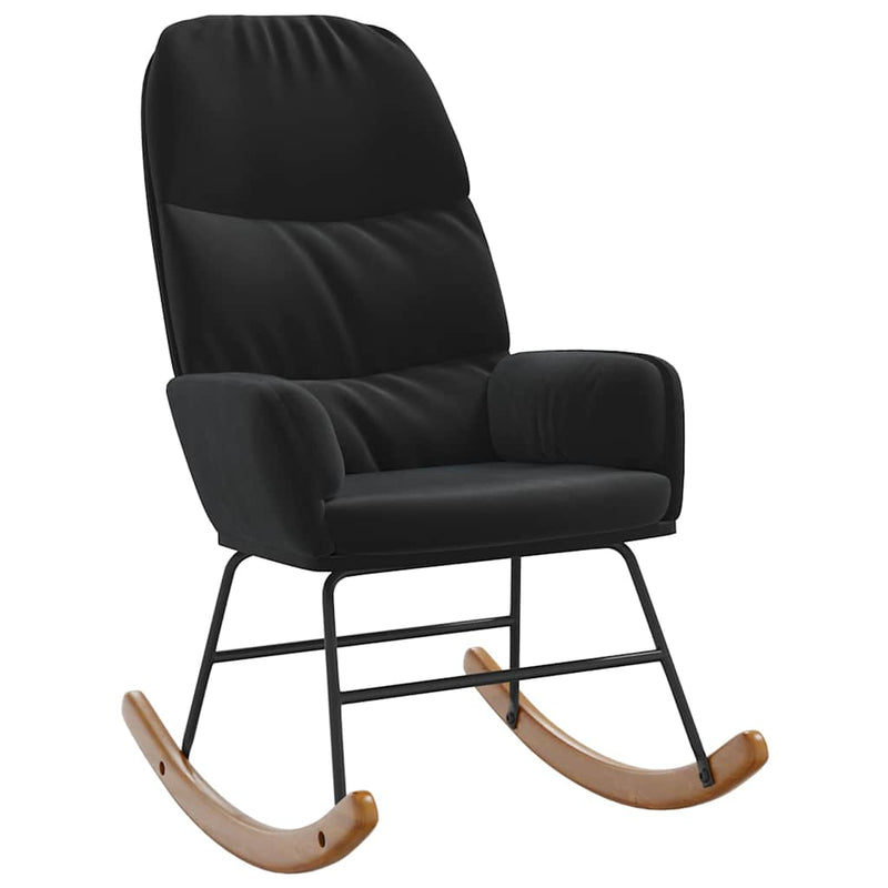 Scaun balansoar, negru, catifea