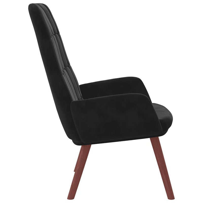 Scaun de relaxare, negru, catifea