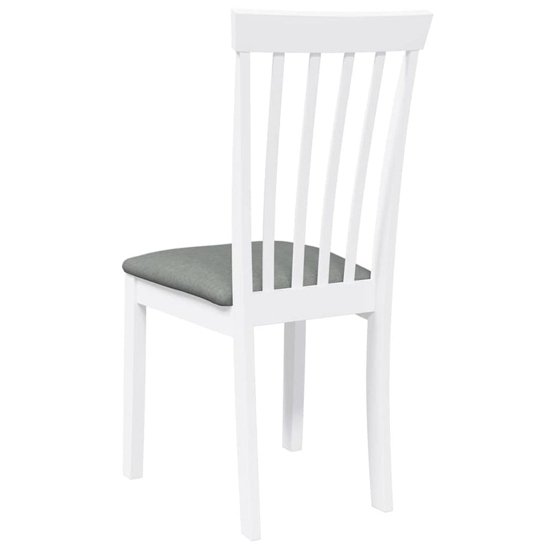Scaune de sufragerie cu perne 2 buc cauciuc din lemn masiv alb