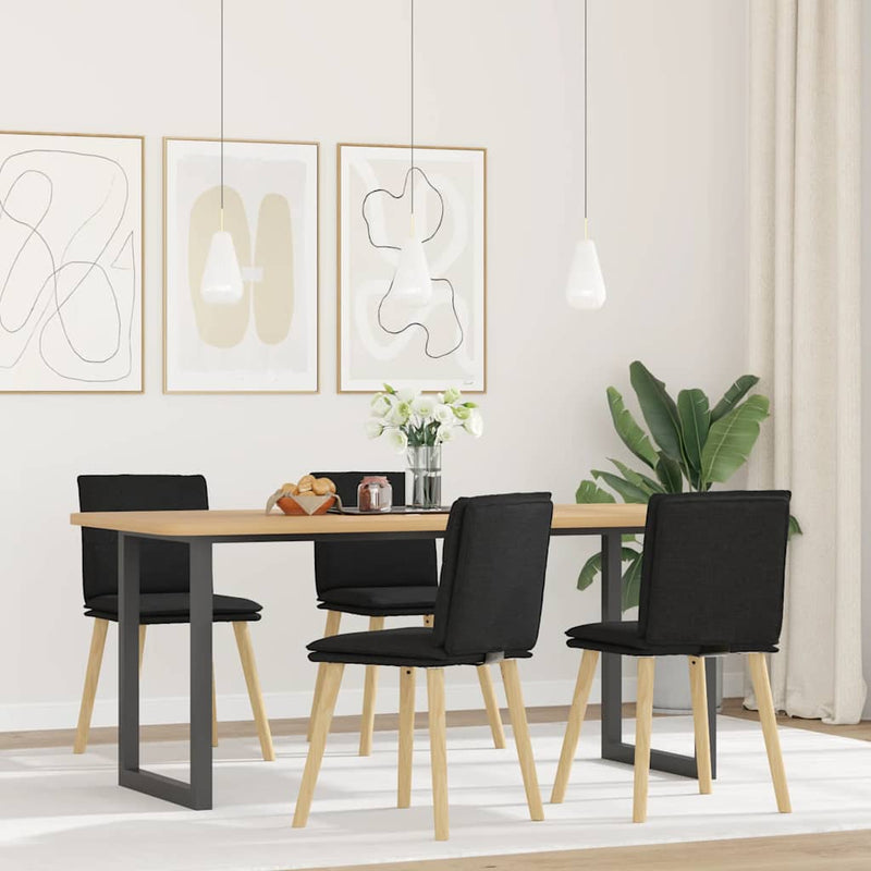 Scaune de bucătărie, 4 buc., negru, material textil