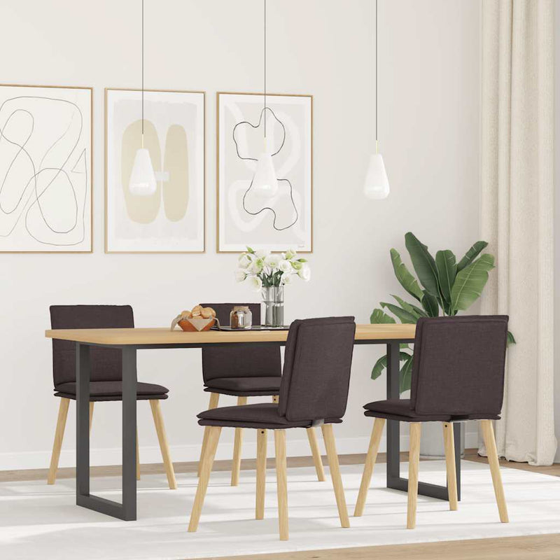 Scaune de bucătărie, 4 buc., maro închis, material textil