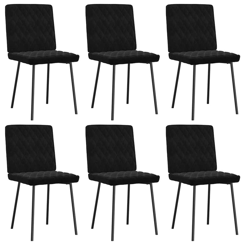 Scaune de sufragerie, 6 buc, negru, catifea