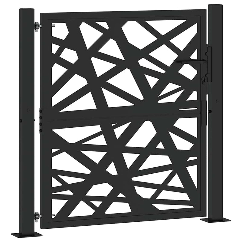 Poartă de grădină neagră 100x100 cm, oțel, design luminos