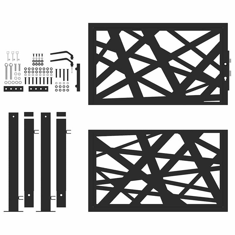 Poartă de grădină neagră 100x100 cm, oțel, design luminos