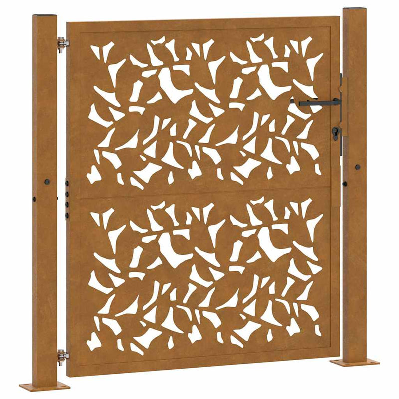Poartă de grădină 100x100 cm, model frunze de oțel rezistente la intemperii