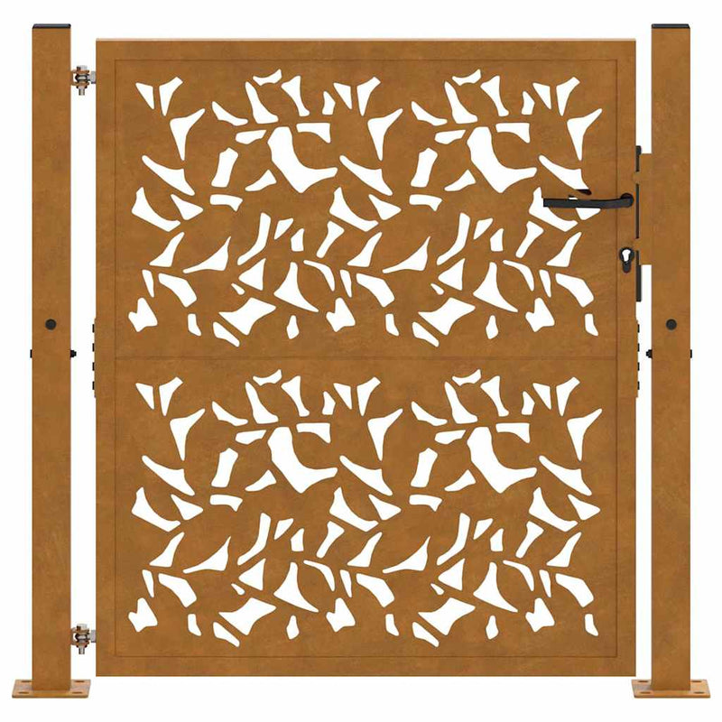 Poartă de grădină 100x100 cm, model frunze de oțel rezistente la intemperii